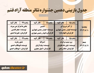 جدول بازبینی آثار دهمین جشنواره تئاتر قشم منتشر شد